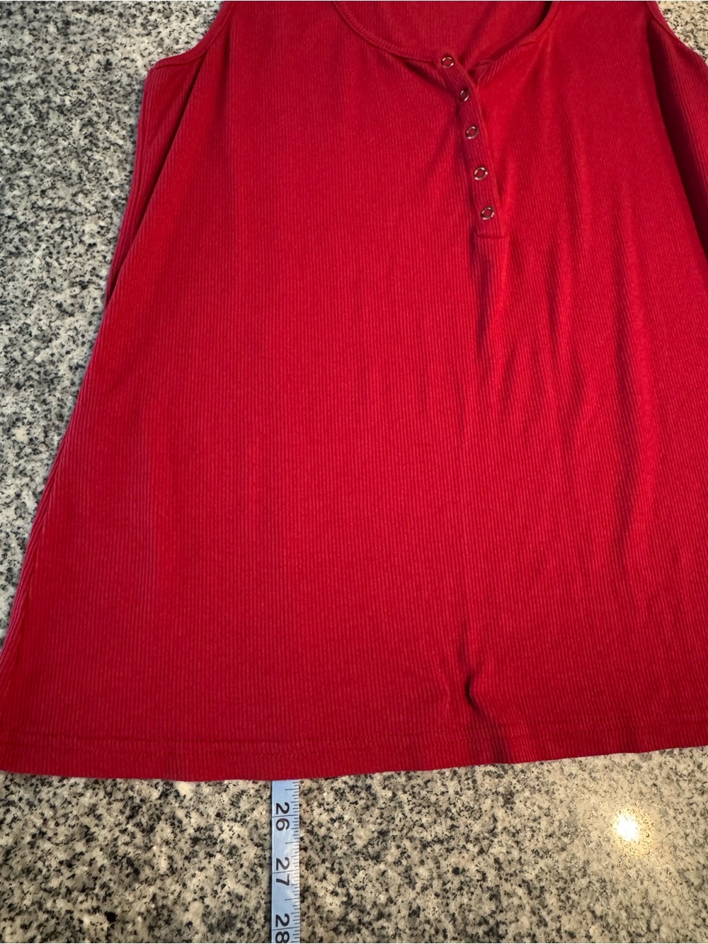 Emery Rose Raspberry Ribbed Henley Tank - Picture 5 of 5